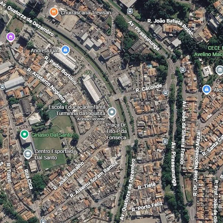 Mapa mostrando a localização da Turminha da Piquitita em Jundiaí